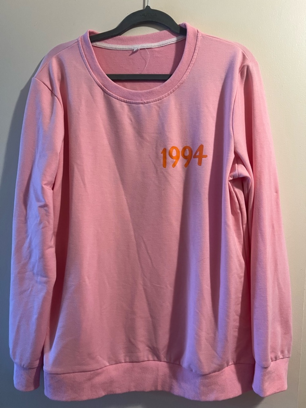 Pink Crewneck Sweater with Orange "1994"